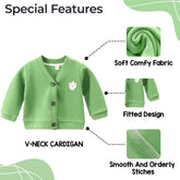 Woollen Knitted Full Sleeve Sweater for Kids (Green)